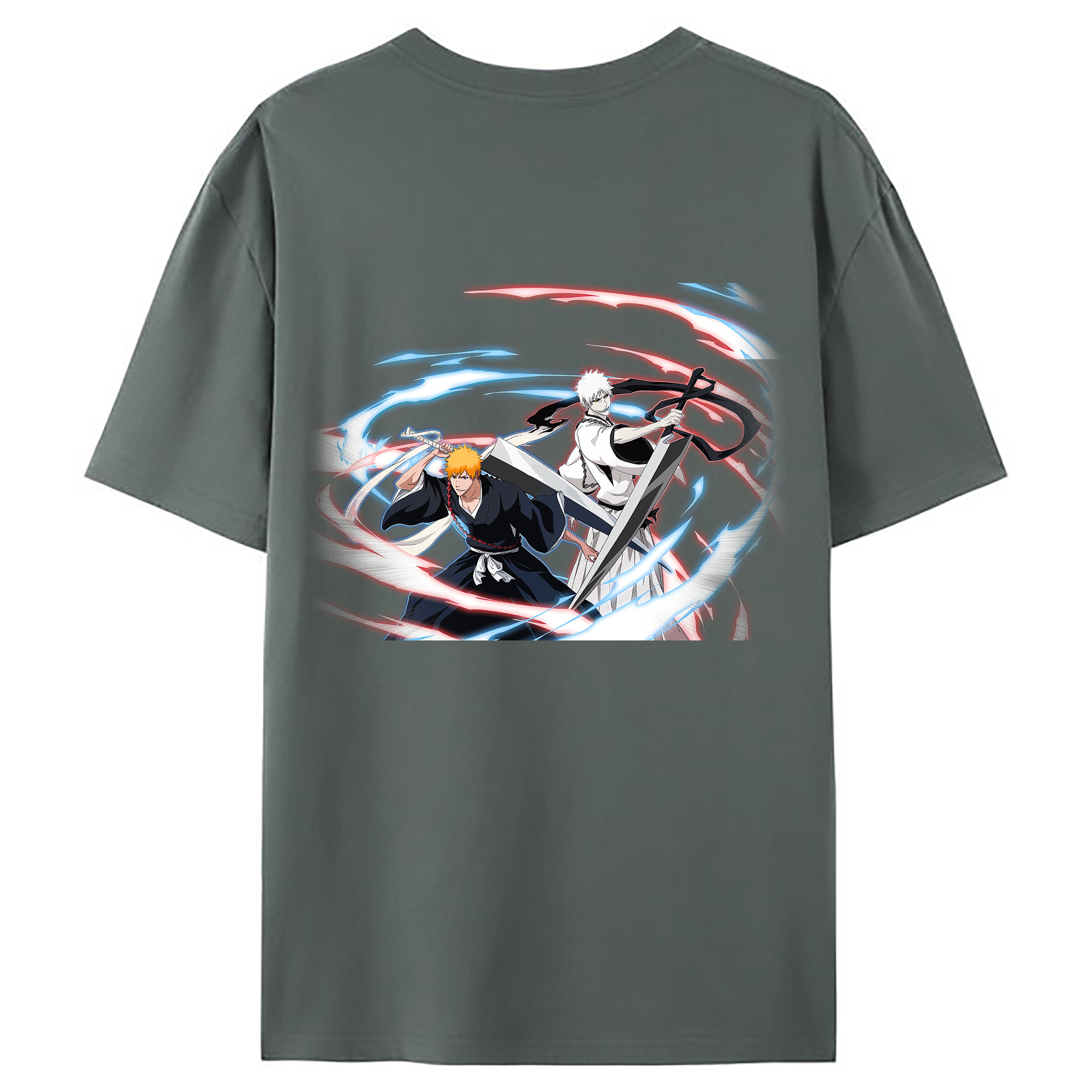 （画像用） ブリーチ 黒崎一護（くろさき いちご）BLEACH Kurosaki Ichigo 綿100％ メンズ半袖Tシャツ（バックプリント） 通気性